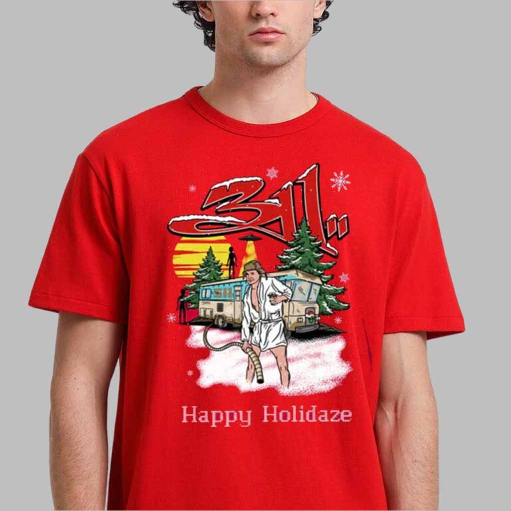 311 Shooters Full Happy Holidaze 2024 Christmas Style T-Shirt 311 Merch Gifts For Band Fans-1