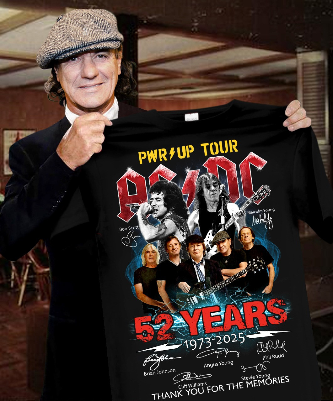 AC DC Pwr Up Tour 52 Years 1973 2025 Signature Shirt Thank You For The Memories Fan Merch-1