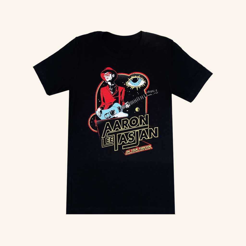 Aaron Lee Tasjan Merch On Tour Forever Black T-Shirt Cool Gifts For Music Lovers-1