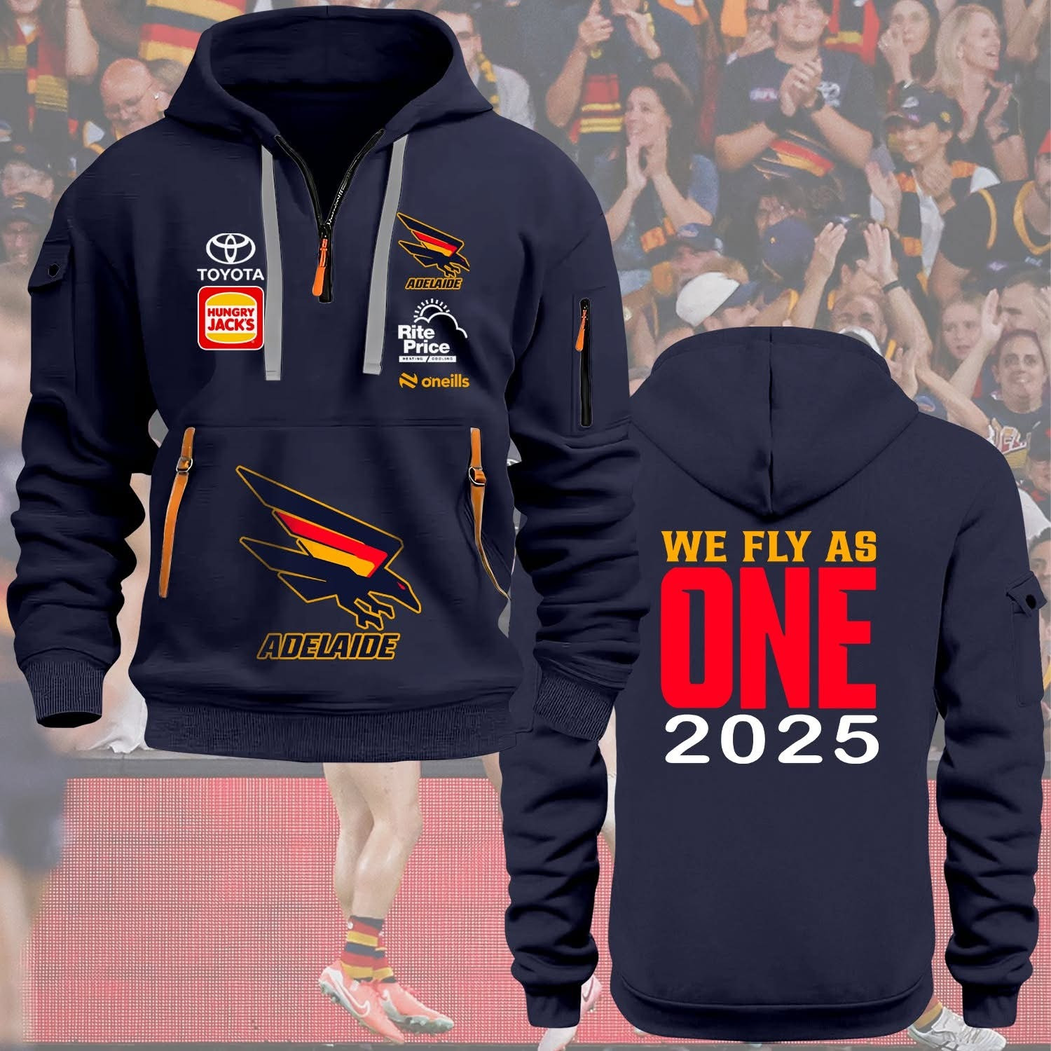 Adelaide Crows We Fly As One 2025 Quarter Zip Hoodie Adelaide Football Club Fan Merch-1