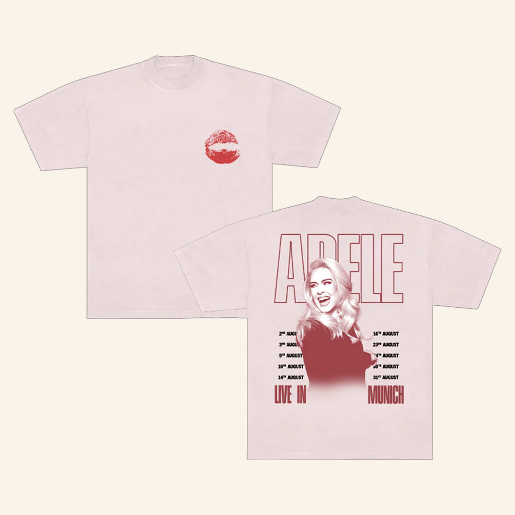 Adele Merch Pink Lips Live In Munich T-Shirt Cool Gifts For Music Lovers-1 Adele Merch Pink Lips Live In Munich T-Shirt Cool Gifts For Music Lovers-1