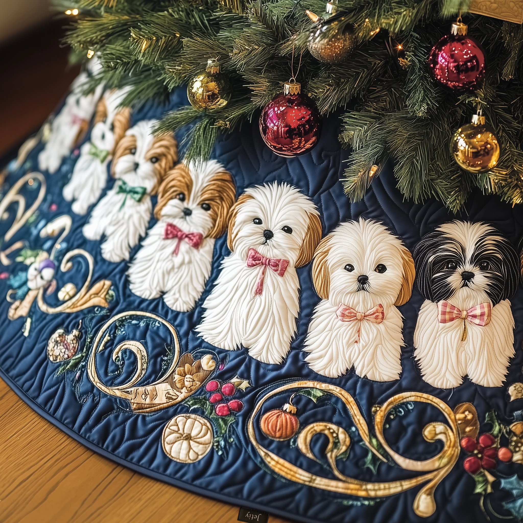 Adorable Christmas Shih Tzu Quilted Tree Skirt Xmas Tree Base Cover Decorations Best Gifts For Shih Tzu Lovers-1 Adorable Christmas Shih Tzu Quilted Tree Skirt Xmas Tree Base Cover Decorations Best Gifts For Shih Tzu Lovers-1