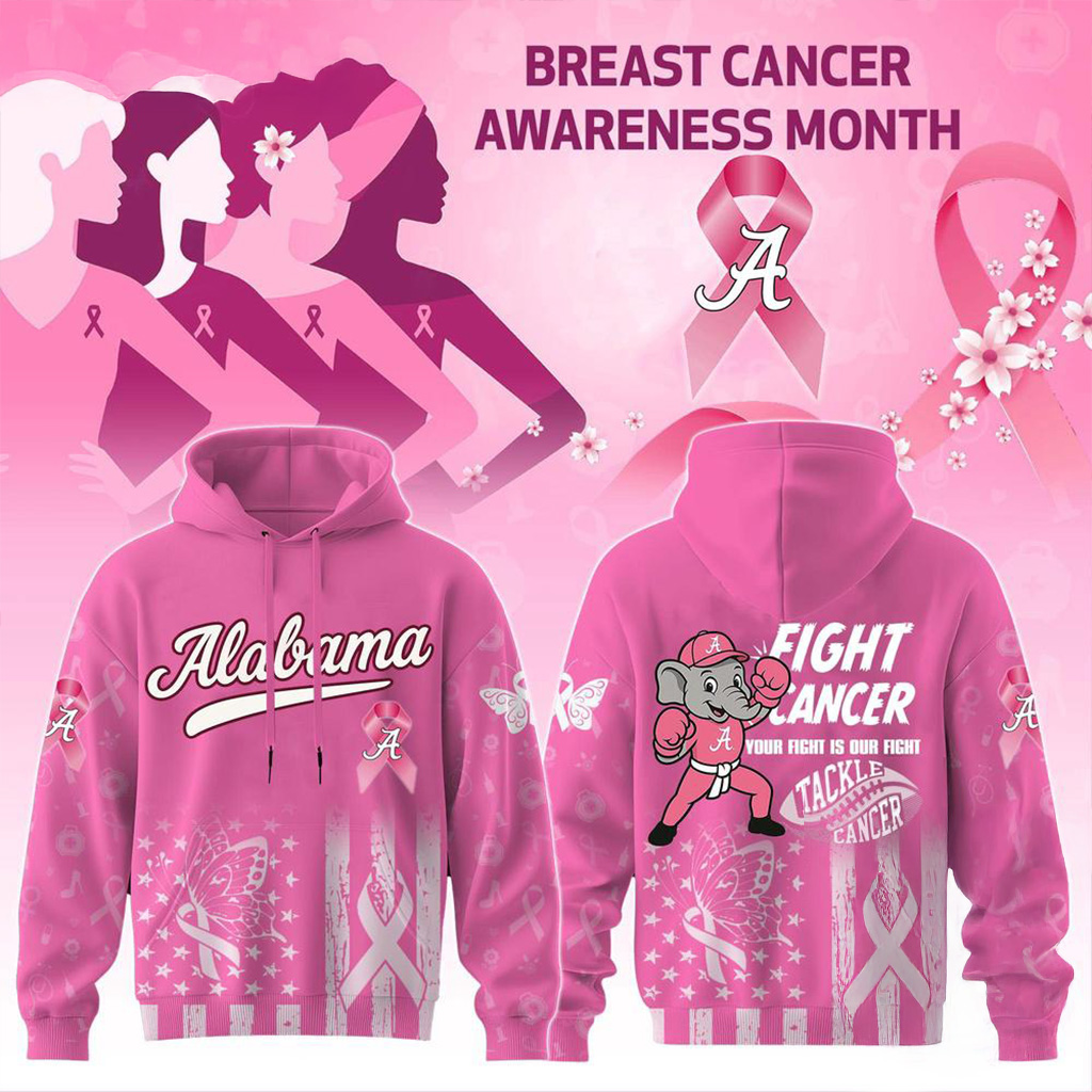 Alabama Crimson Tide Football Your Fight Is Our Fight Tackle Cancer 2025 Hoodie Fan Merch-1