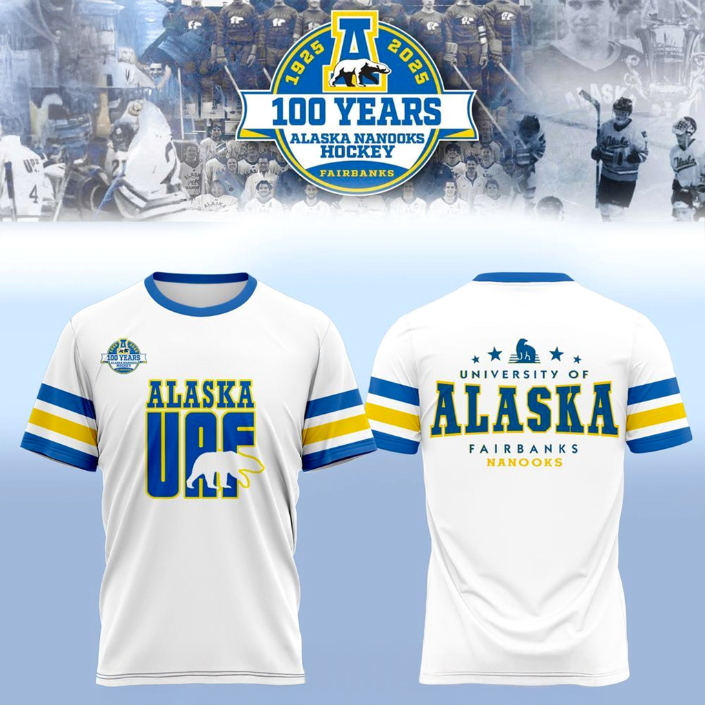 Alaska Nanooks Hockey 100th Anniversary Commemorative T-Shirt Fan Merch Gift For Husband-1