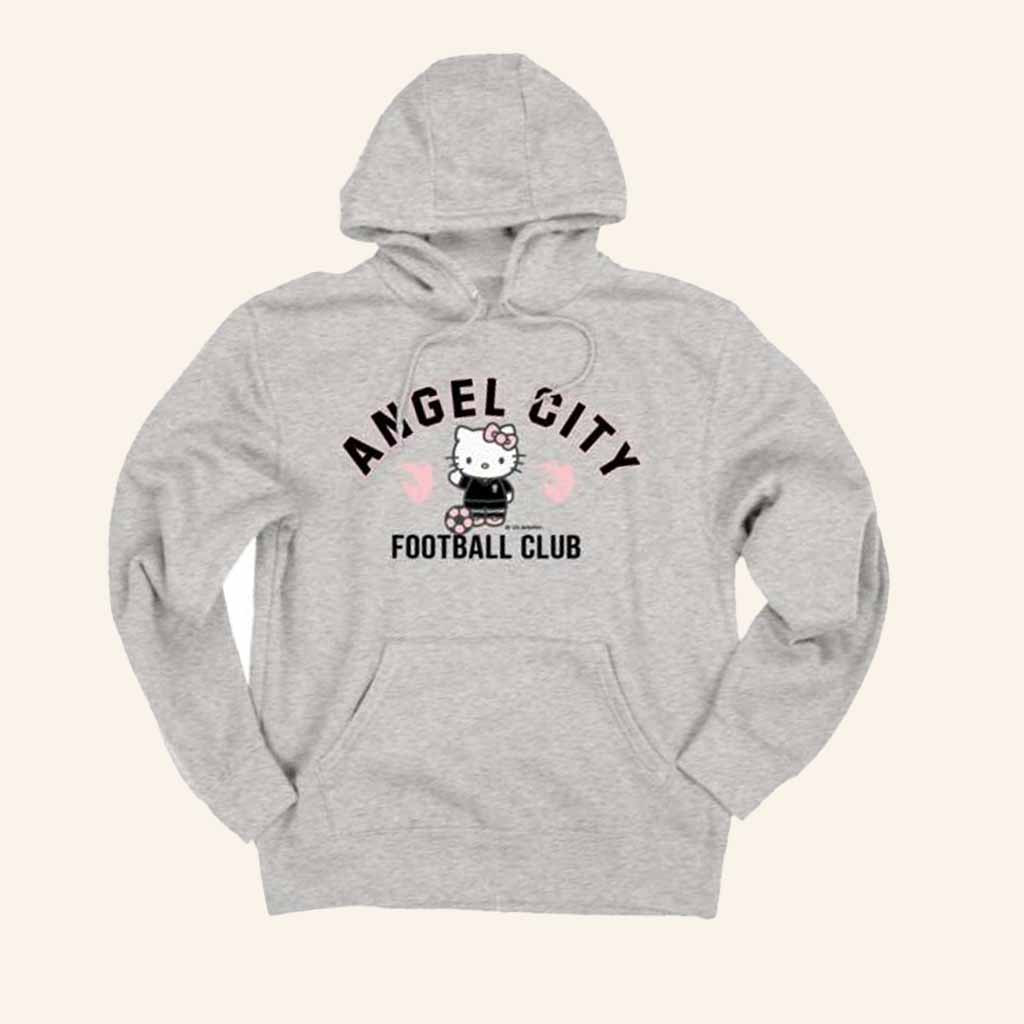 Angel City Merch Angel City FC X Hello Kitty Grey Hoodie Gift Ideas For Football Lovers-1