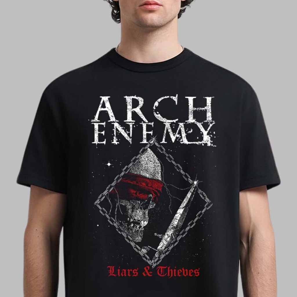 Arch Enemy Liars And Thieves Song Cover Art T-Shirt Music Related Gifts For Guys-1 Arch Enemy Liars And Thieves Song Cover Art T-Shirt Music Related Gifts For Guys-1