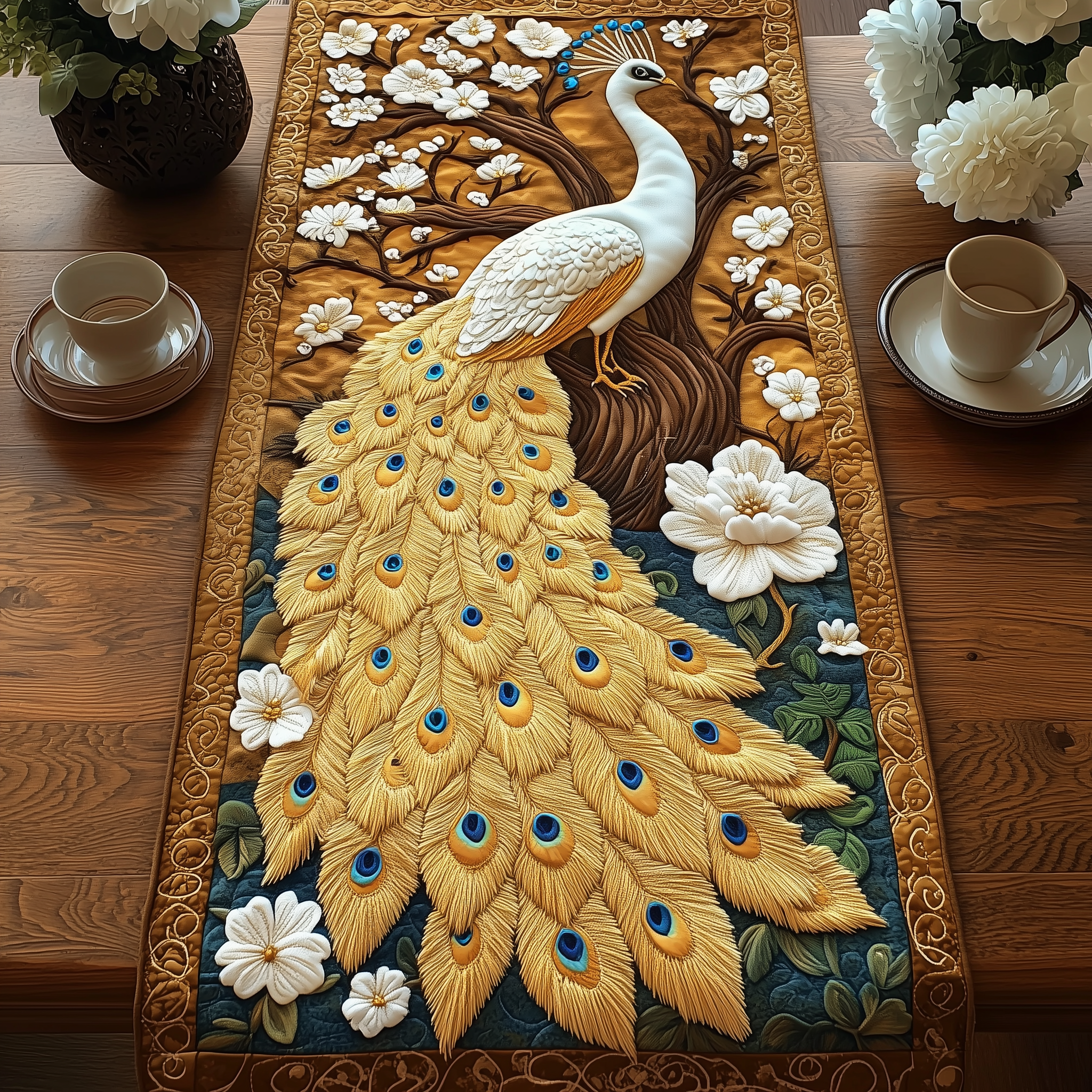 Aristocratic Charm Quilted Table Runner Romantic Valentine Day Gifts-1 Aristocratic Charm Quilted Table Runner Romantic Valentine Day Gifts-1