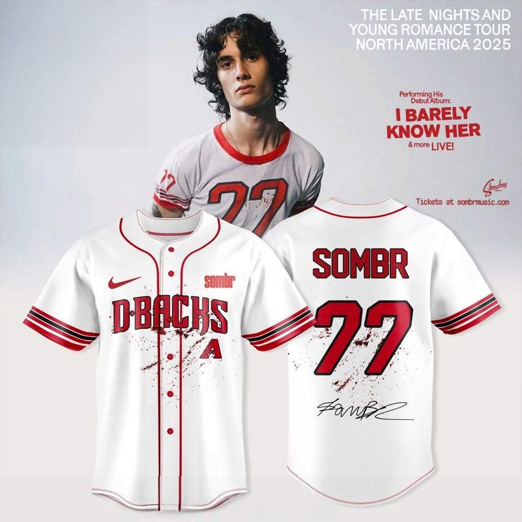 Arizona Diamondbacks X Sombr The Late Nights Young Romance Tour Jersey Diamondbacks Merch-1 Arizona Diamondbacks X Sombr The Late Nights Young Romance Tour Jersey Diamondbacks Merch-1