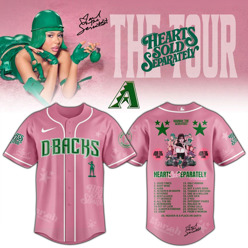 Arizona Diamondbacks x Mariah The Scientist Hearts Sold Separately Tour Jersey Diamondbacks Merch Fans Gifts-1 Arizona Diamondbacks x Mariah The Scientist Hearts Sold Separately Tour Jersey Diamondbacks Merch Fans Gifts-1