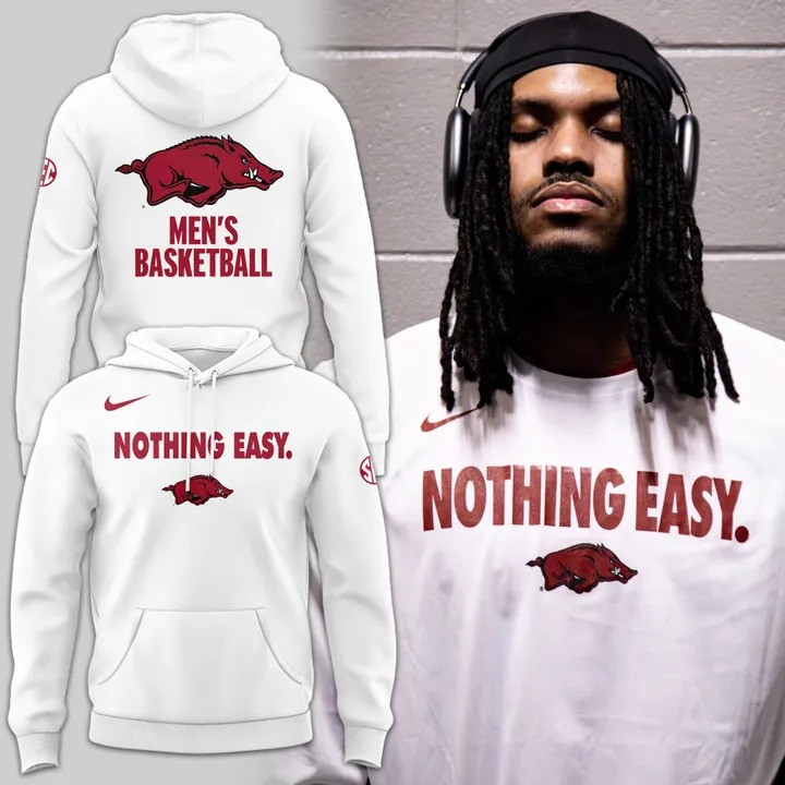 Arkansas Razorback Men's Basketball Nothing Easy Hoodie Fan Merch Clothing Gifts For Him-1