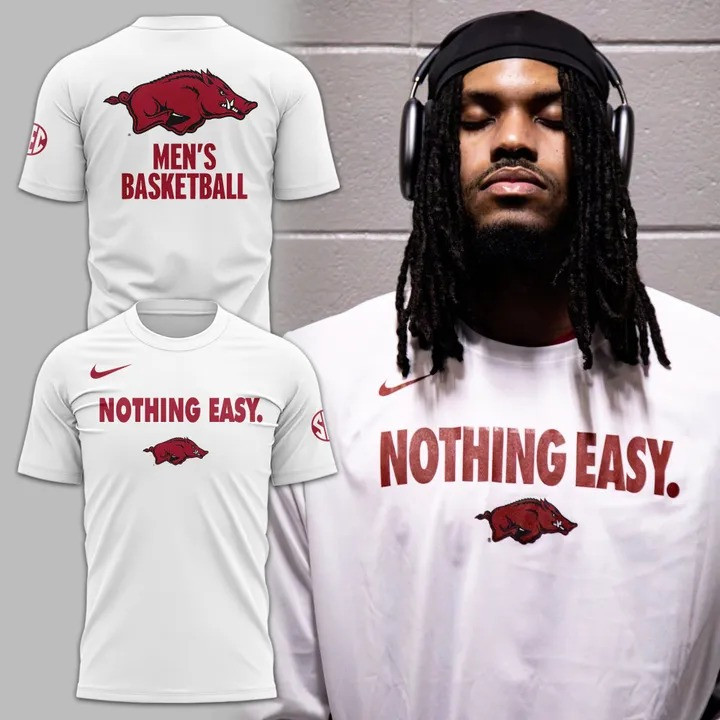 Arkansas Razorback Men's Basketball Nothing Easy T-Shirt Razorback Merch Gifts For Men-1