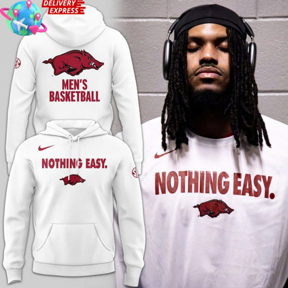 Arkansas Razorbacks Nothing Easy Special Hoodie Razorbacks Merch Best Father's Day Gifts For Dad-1