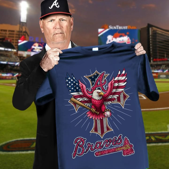 Atlanta Braves Eagle American Flag 4Th Of July T-Shirt Faith Patriotic Gifts For Braves Fans-1