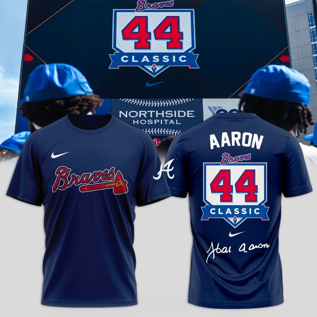 Atlanta Braves Hank Aaron 44 Classic T-Shirt Atlanta Braves Merch Gift For Baseball Fans-1