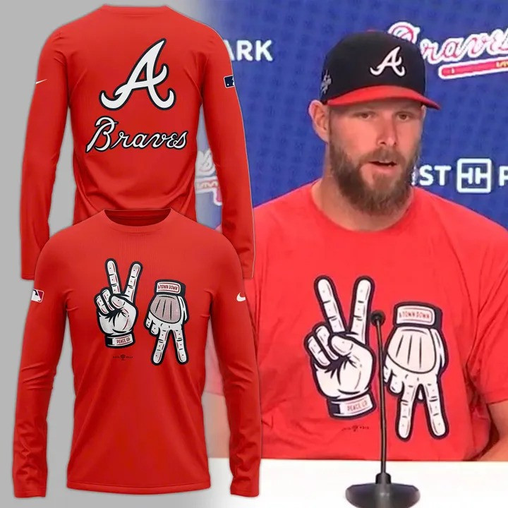 Atlanta Braves Peace Up A Town Down Long Sleeve Shirt Red ASL Hand Signs Fan Merch-1 Atlanta Braves Peace Up A Town Down Long Sleeve Shirt Red ASL Hand Signs Fan Merch-1