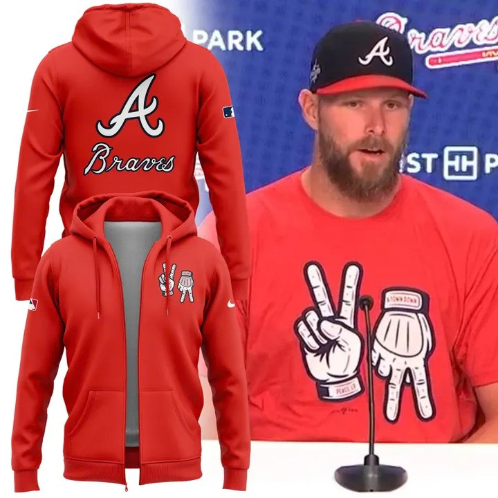 Atlanta Braves Peace Up A Town Down Zip Hoodie Red ASL Hand Signs Merch Gifts For Fans-1 Atlanta Braves Peace Up A Town Down Zip Hoodie Red ASL Hand Signs Merch Gifts For Fans-1