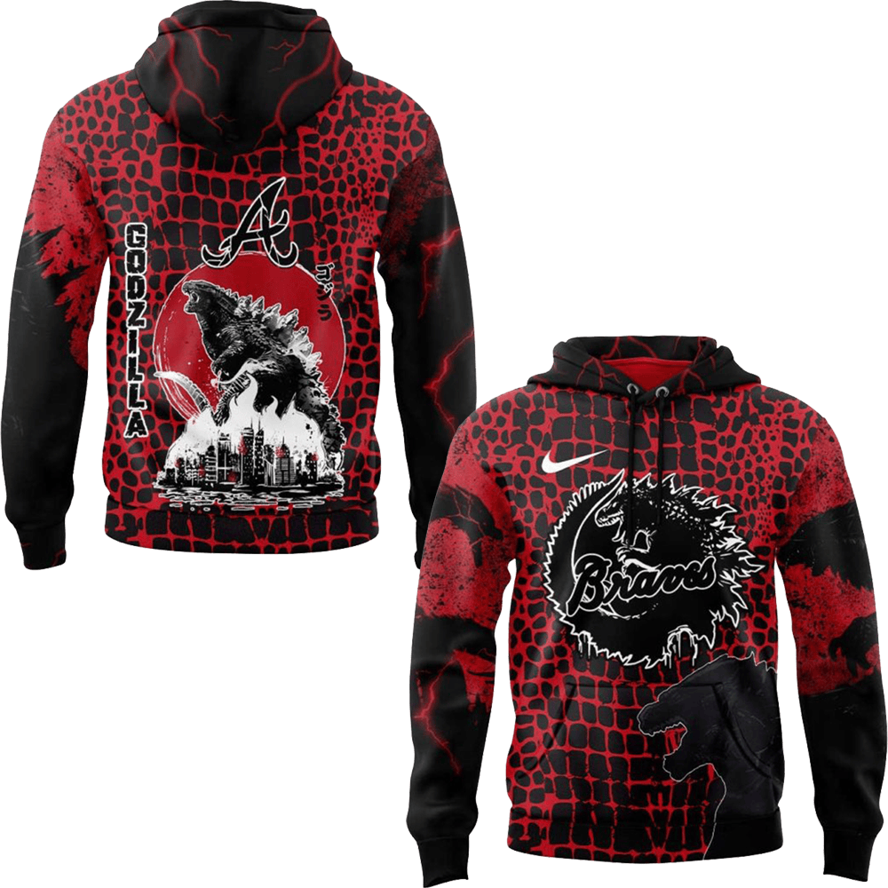 Atlanta Braves x Godzilla Hoodie Atlanta Braves Merch First Fathers Day Gift-1 Atlanta Braves x Godzilla Hoodie Atlanta Braves Merch First Fathers Day Gift-1