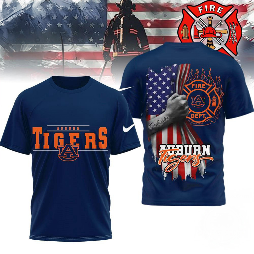 Auburn Tigers 2025 NCAA Firefighter American Flag Shirt Auburn Tigers Merch Gift For Men-1 Auburn Tigers 2025 NCAA Firefighter American Flag Shirt Auburn Tigers Merch Gift For Men-1