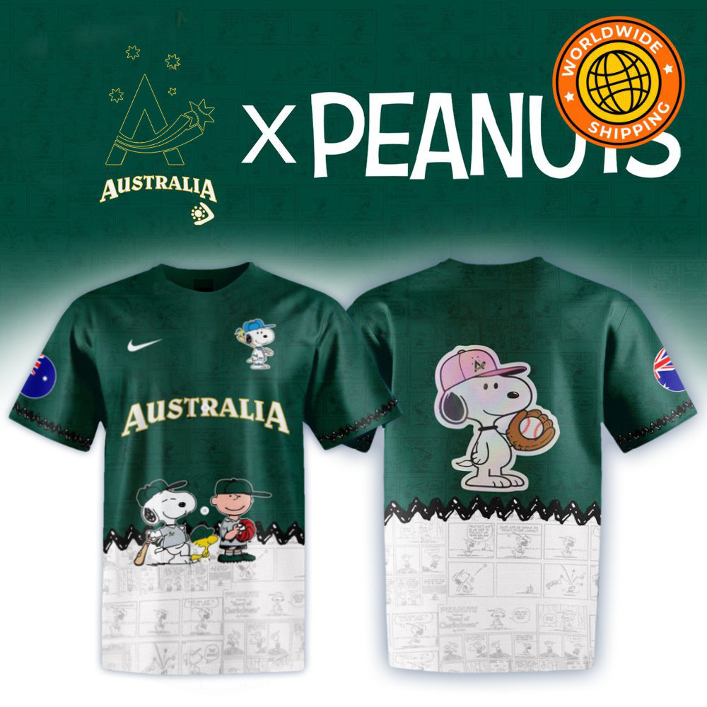 Australia Baseball X Snoopy World Shirt Father's Day Presents For Dad Ideas 2025-1