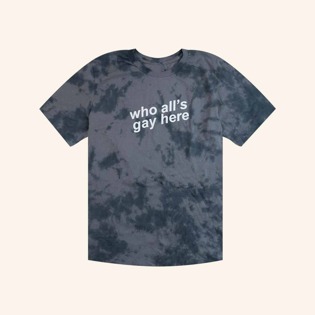 Autostraddle Merch Who All's Gay Here Tie Dye T-Shirt Gift Ideas For Son-1 Autostraddle Merch Who All's Gay Here Tie Dye T-Shirt Gift Ideas For Son-1