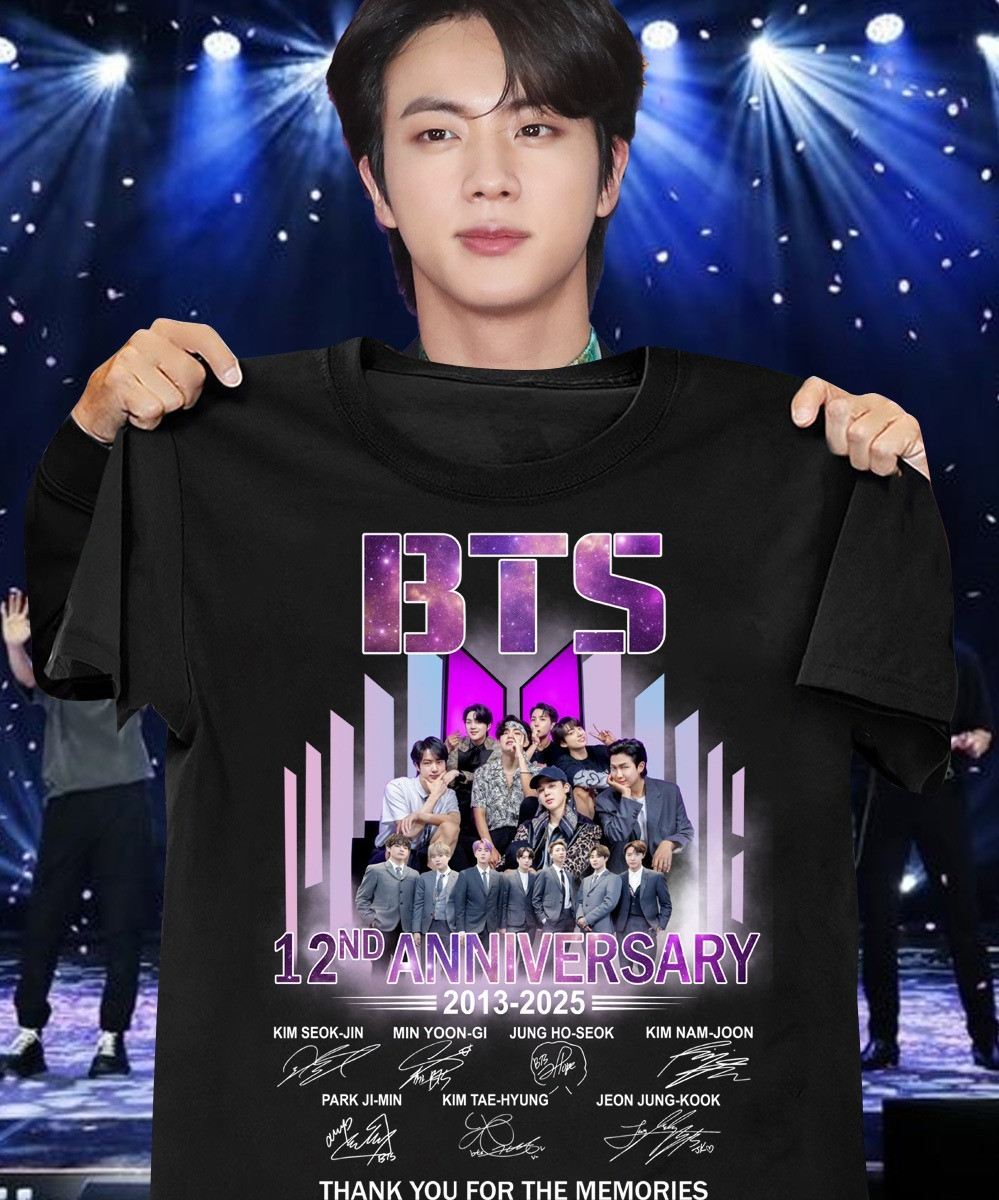 BTS 12Nd Anniversary 2025 T-Shirt Thank You For The Memories Signature Gifts For BTS Fans-1