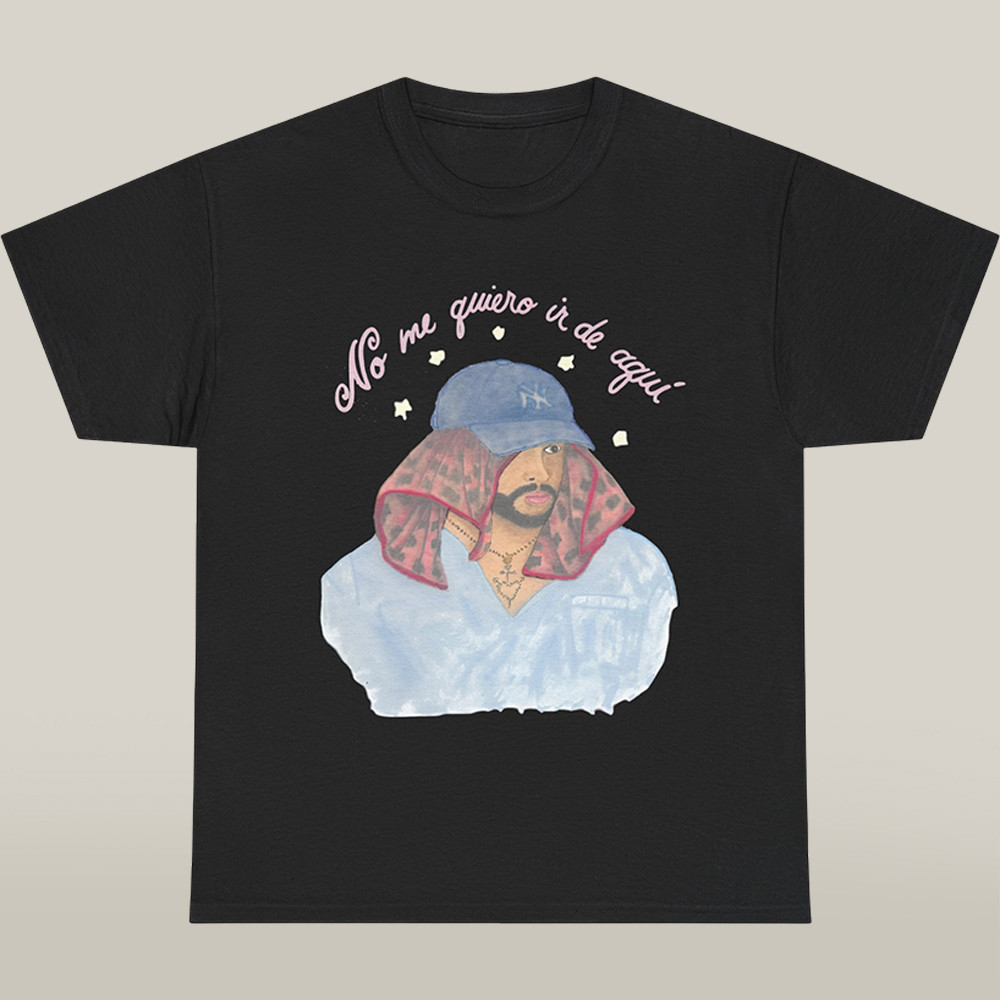 Bad Bunny 2025 Merch No Me Quiero Ir De Aqui Black Tee Shirt Best Music Fans Gift-1