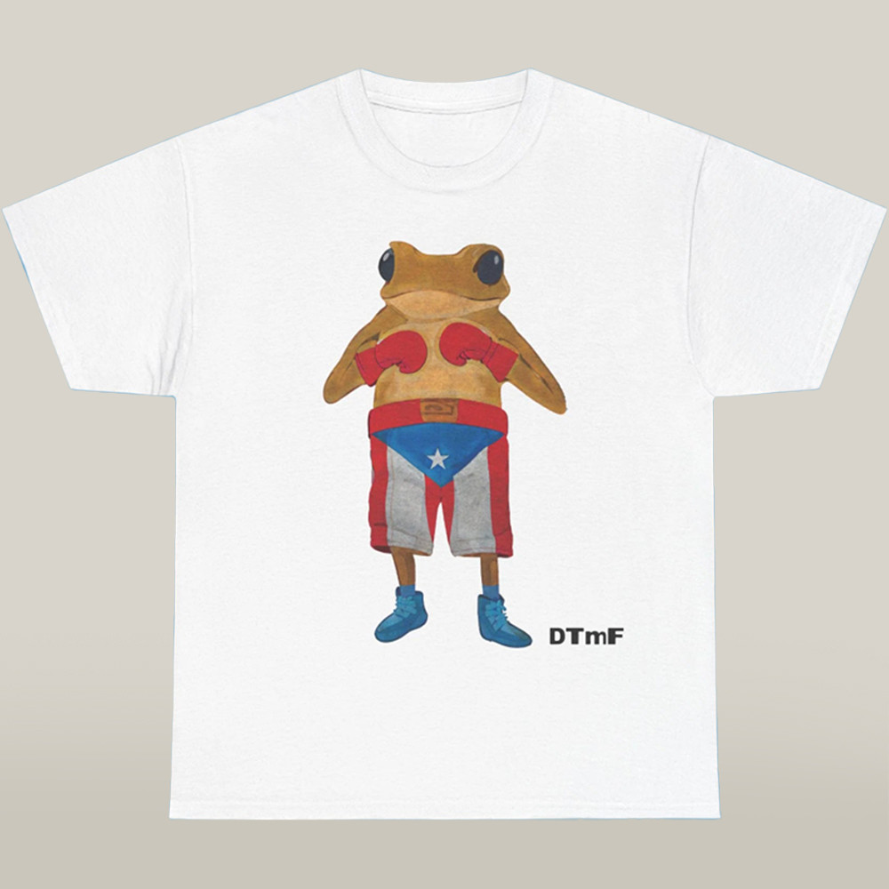 Bad Bunny Merch Dtmf Concho Boxing Frog White Tee Shirt Funny Gifts For Music Lovers-1