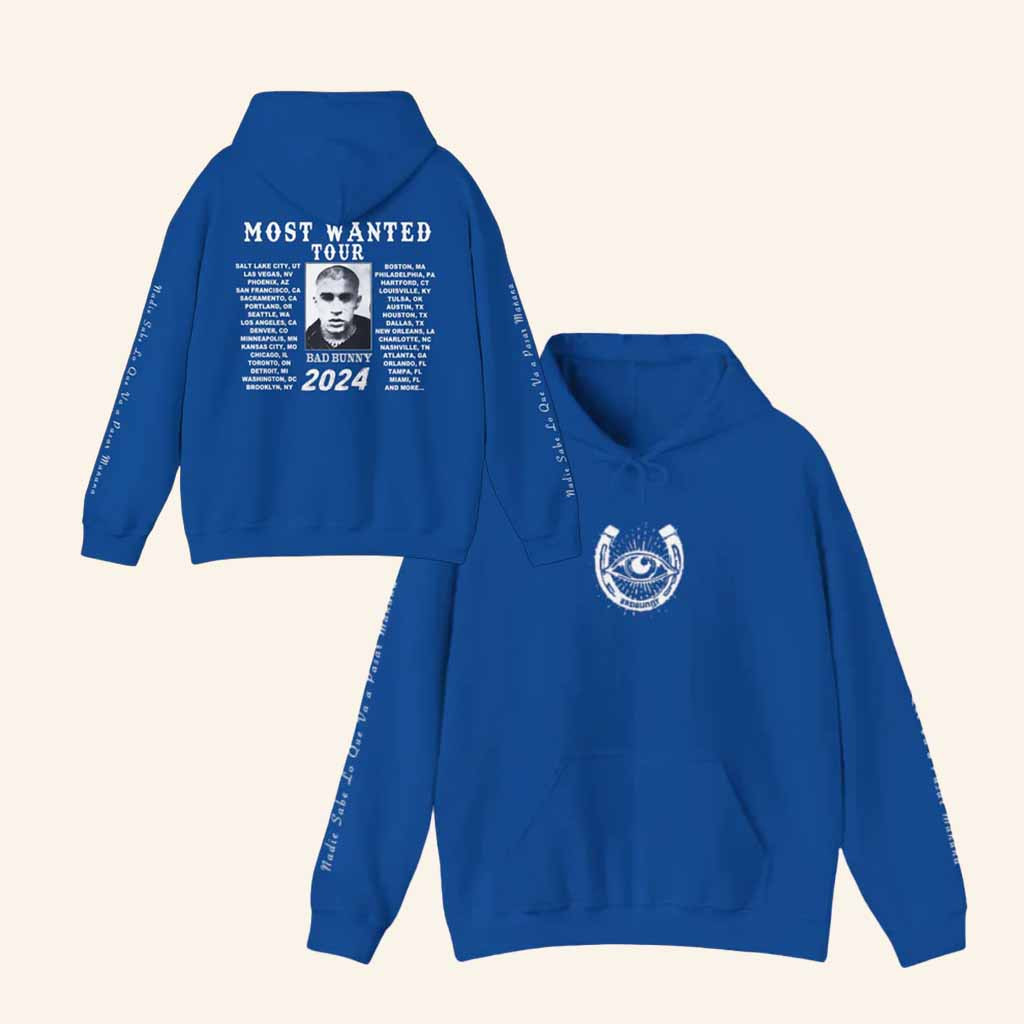 Bad Bunny Merch Signature Mugshot Tour Dates Hoodie Blue Christmas Gifts For Dudes-1 Bad Bunny Merch Signature Mugshot Tour Dates Hoodie Blue Christmas Gifts For Dudes-1