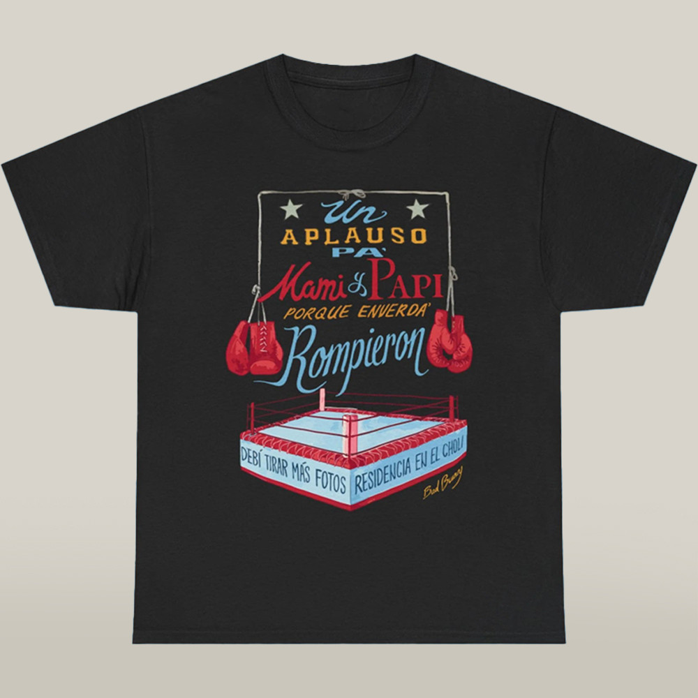 Bad Bunny Merch Un Aplauso Dtmf Mami Papi Unique Boxing Tee Shirt Fans Apparel-1