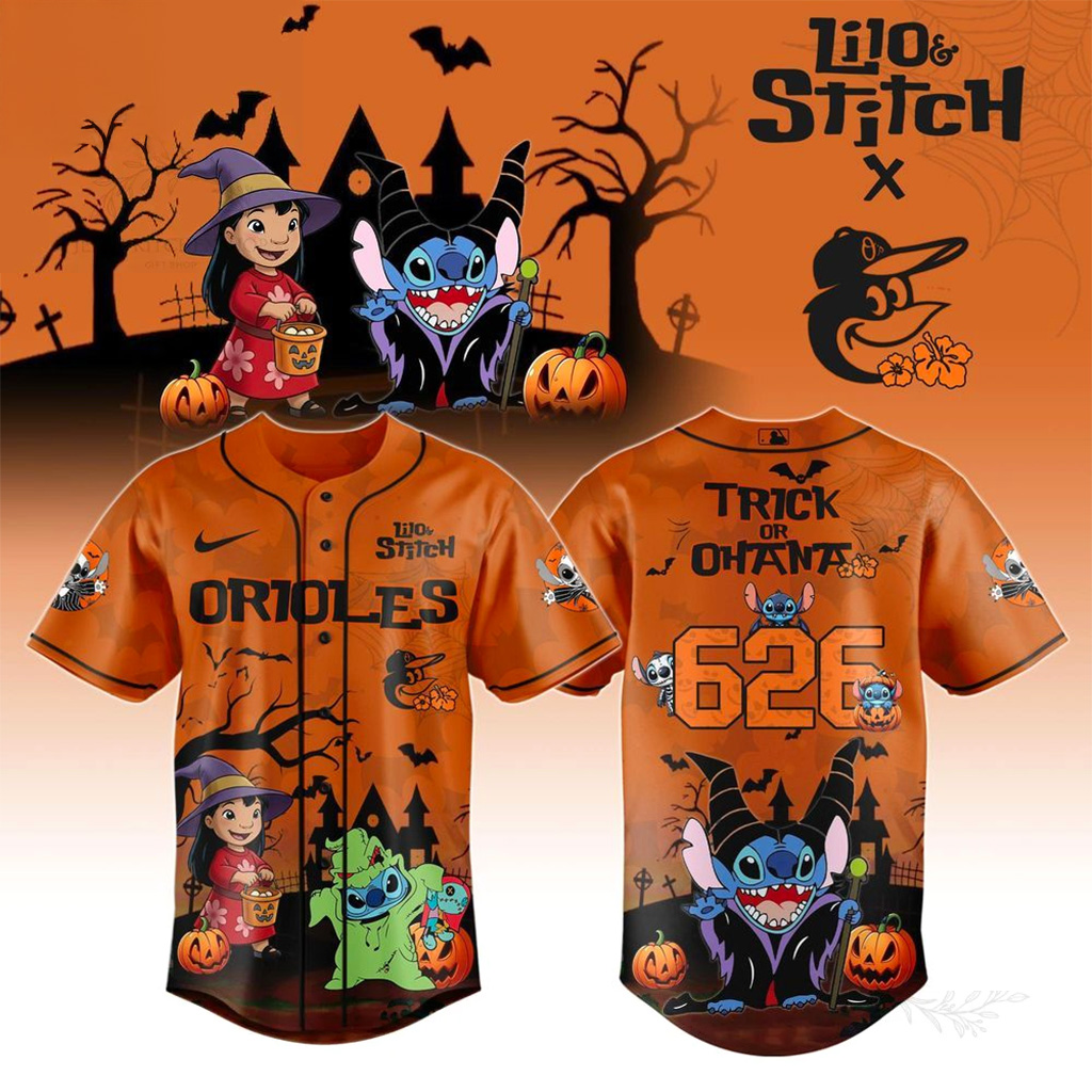 Baltimore Orioles X 626 Lilo Stitch Trick Or Treat Jersey Orioles Merch Halloween Gifts-1