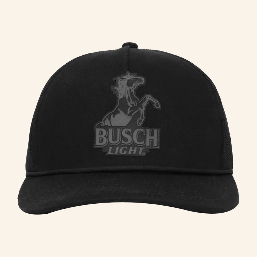 Beer Gear Merch Busch Light Black Stallion Trucker Hat Gift Ideas For Dad-1