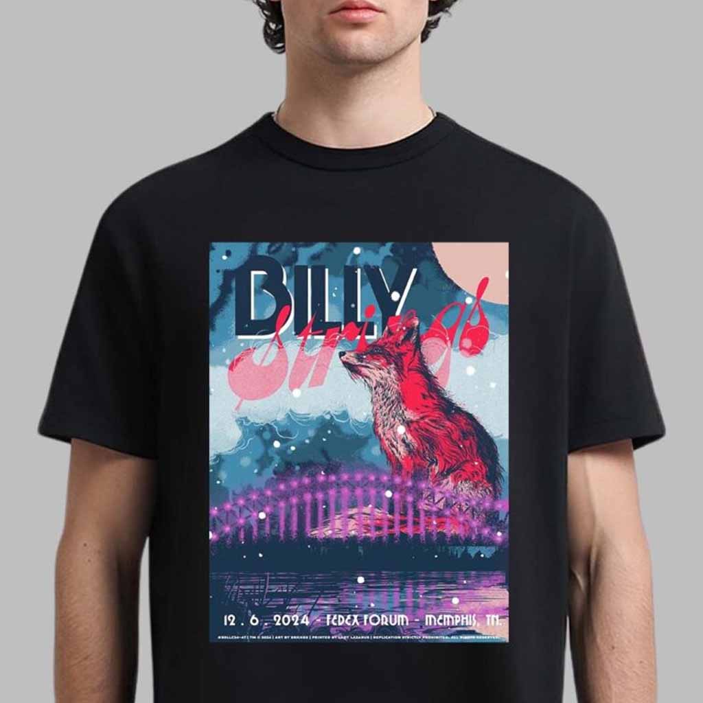 Billy Strings Memphis Tennessee Night 1 Poster At Fedexforum On December 6 2024 Fox Artwork T-Shirt Billy Strings Merch Fans Gift-1