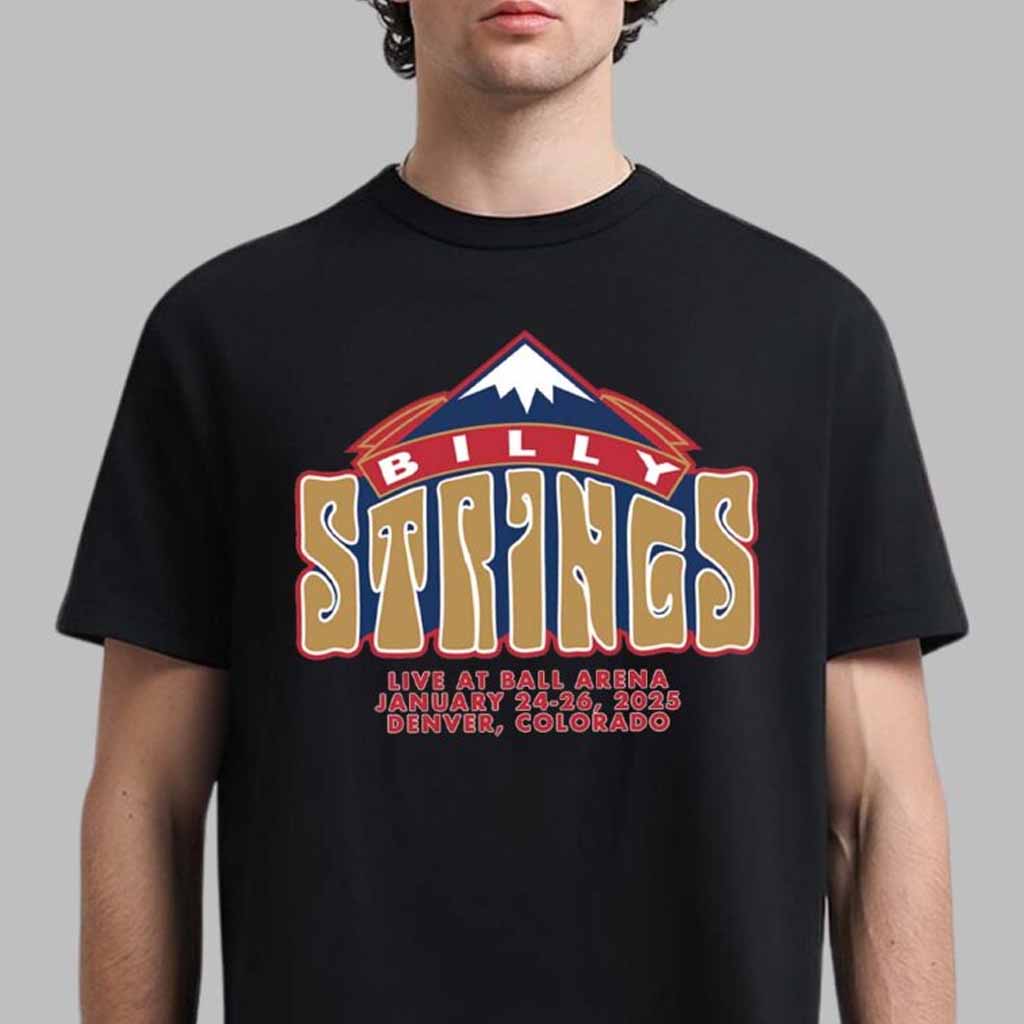 Billy Strings Merch Tee For Show Live At Ball Arena In Denver Colorado On January 24 26 2025 Denver Nuggets Logo Style T-Shirt Music Lover Gifts For Him-1