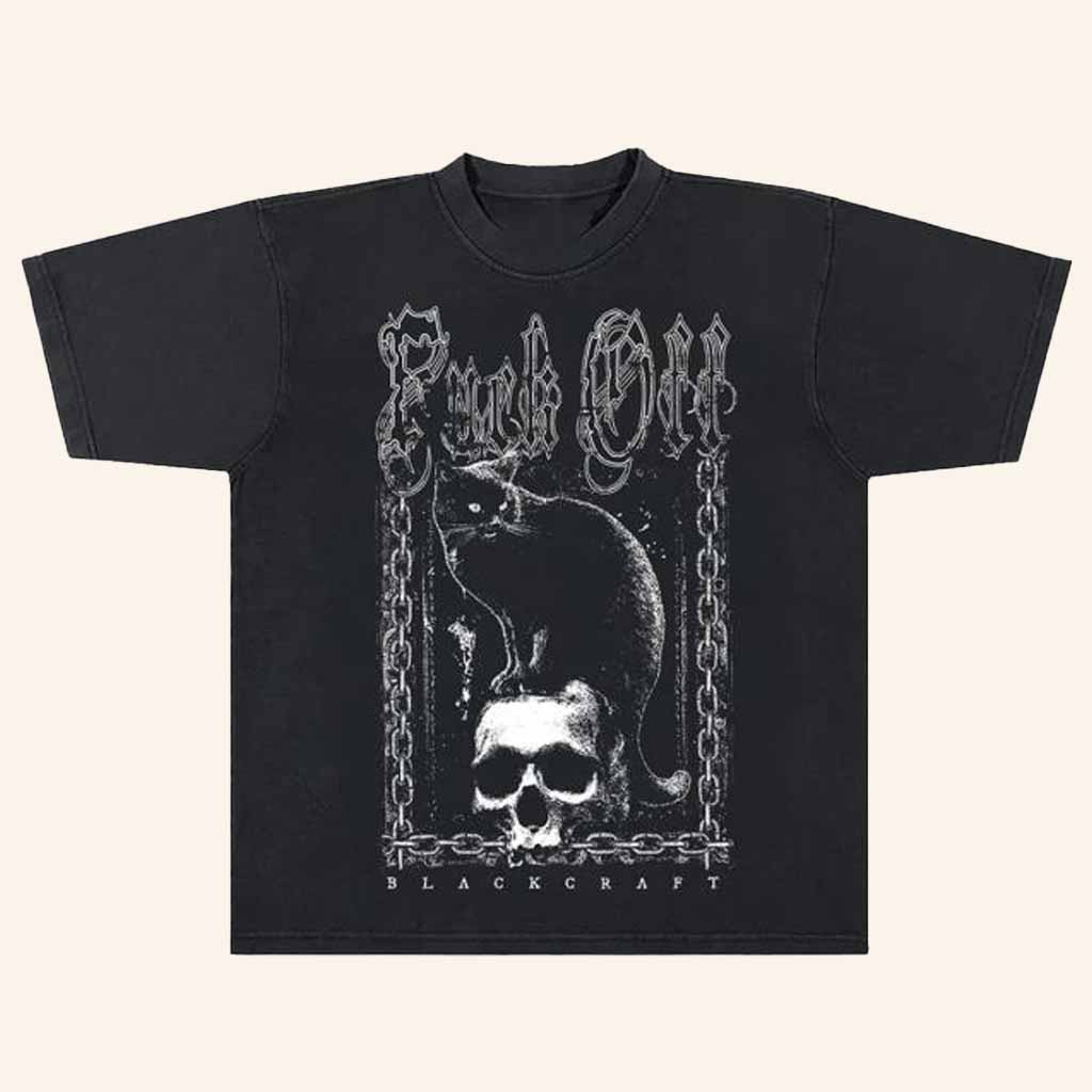 Blackcraft Cult Merch F Off Black Cat T-Shirt Birthday Ideas For Husband-1