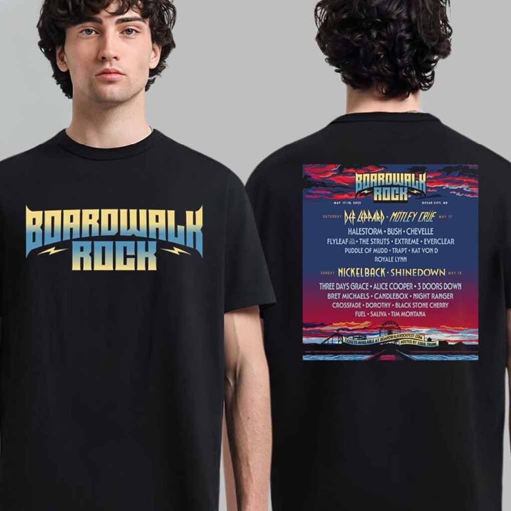 Boardwalk Rock Lineup And Dates Poster For Ocean City Maryland On May 17 And 18 2025 T-Shirt Boardwalk Merch Fans Gifts-1