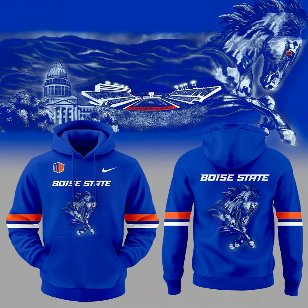 Boise State Broncos Football Uniform With New Logo Hoodie Broncos Merch Fan Gifts-1