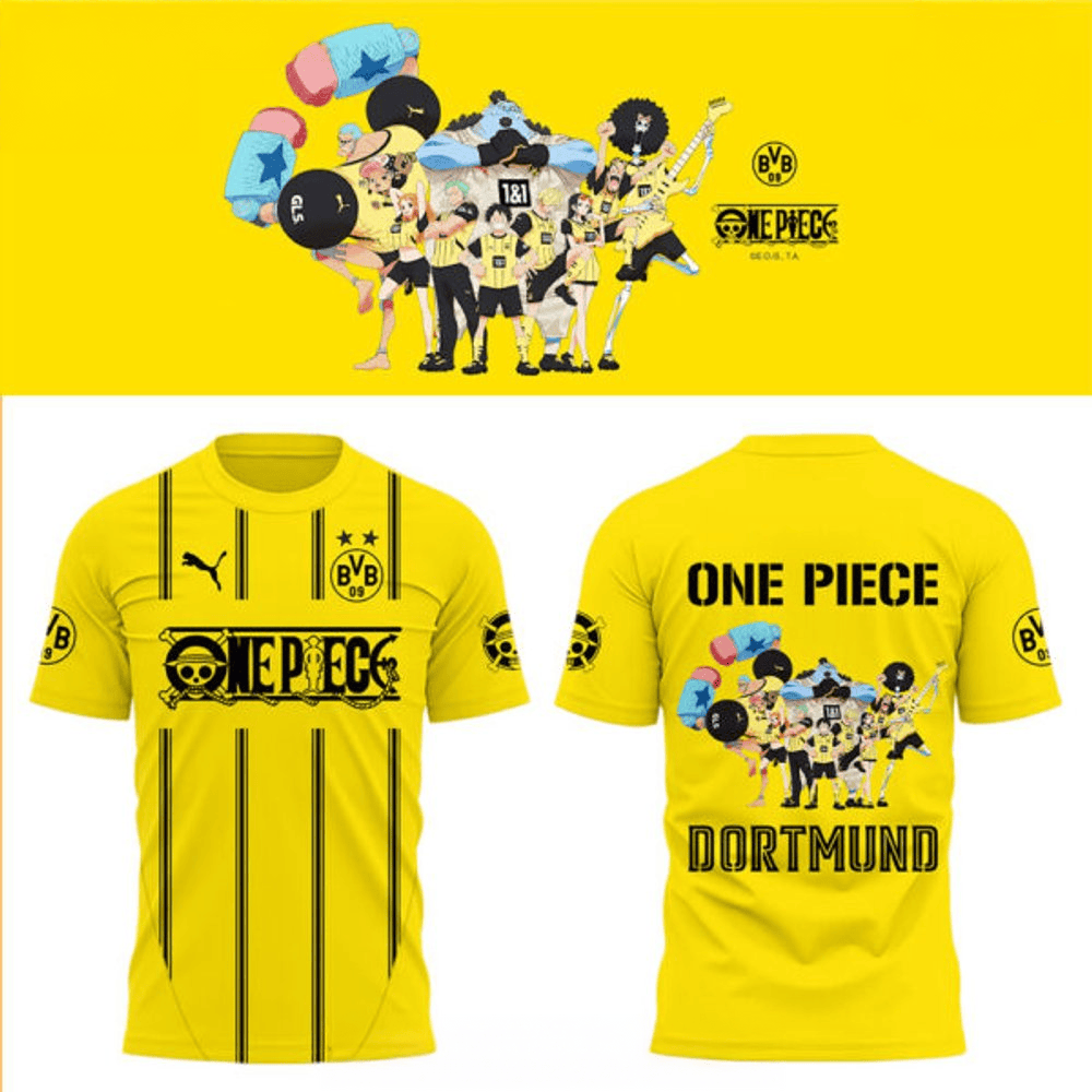 Borussia Dortmund x One Piece T-Shirt Borussia Dortmund Merch Good Fathers Day Gifts-1 Borussia Dortmund x One Piece T-Shirt Borussia Dortmund Merch Good Fathers Day Gifts-1