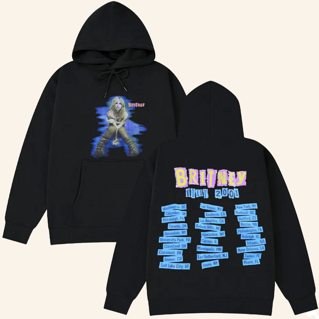 Britney Spears Merch The Britney Tour 2001 Hoodie Gift Ideas For Music Fans-1 Britney Spears Merch The Britney Tour 2001 Hoodie Gift Ideas For Music Fans-1