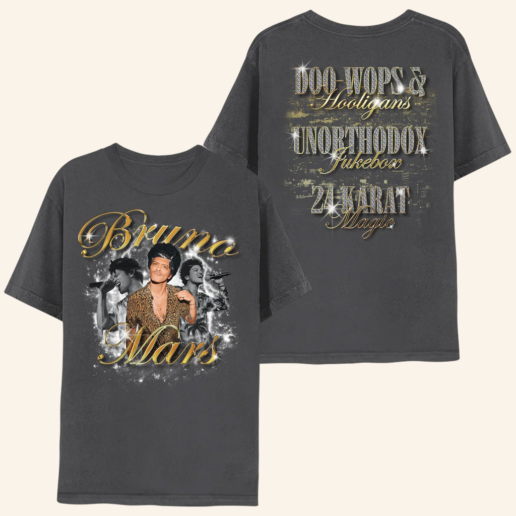Bruno Mars Merch Doo Wops And Hooligans Unorthodox Jukebox 24 Karat Magic Bootleg Shirt-1