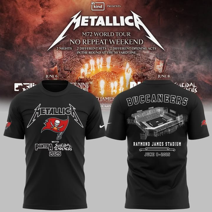 Buccaneers Metallica 2025 Shirt M72 World Tour Raymond James Stadium Merch Fan Gifts-1 Buccaneers Metallica 2025 Shirt M72 World Tour Raymond James Stadium Merch Fan Gifts-1