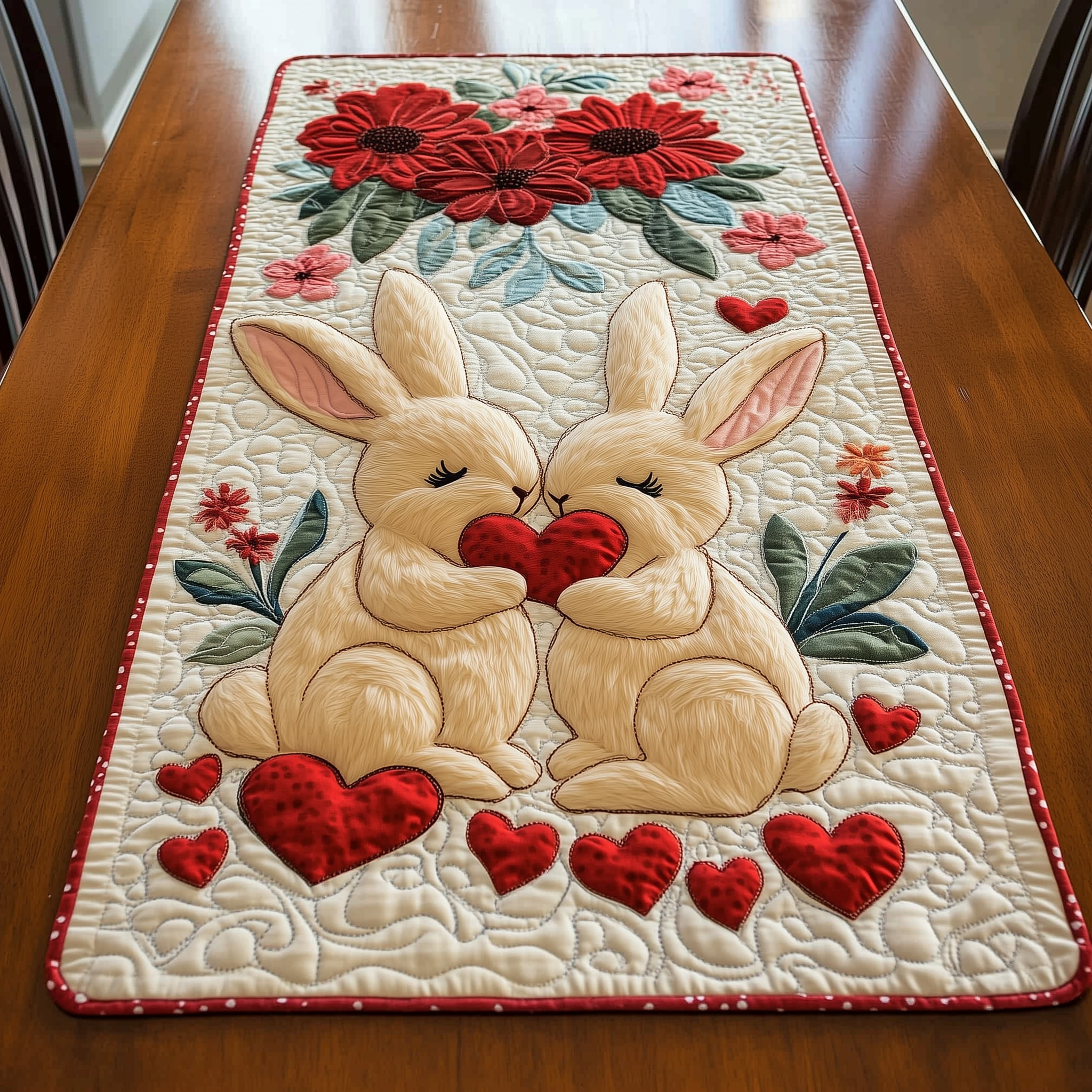 Bunny Couple Quilted Table Runner Valentine Day Ideas For Men-1 Bunny Couple Quilted Table Runner Valentine Day Ideas For Men-1