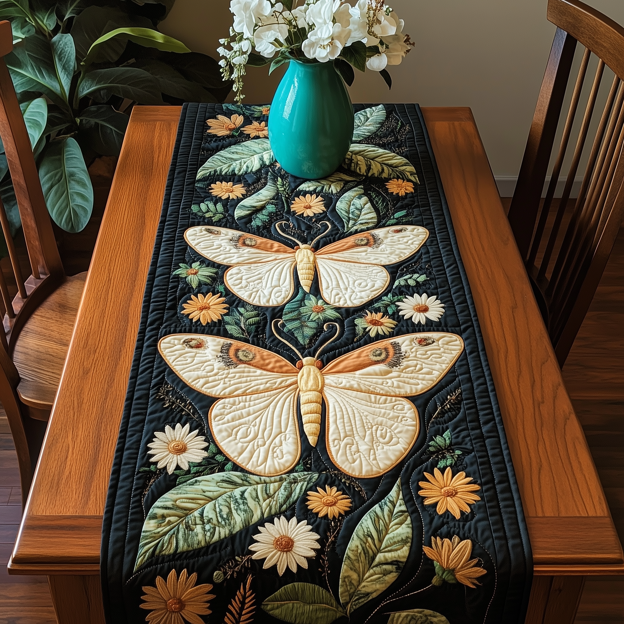 Butterfly Blooming Garden Quilted Table Runner Butterfly Gifts For Friends-1 Butterfly Blooming Garden Quilted Table Runner Butterfly Gifts For Friends-1