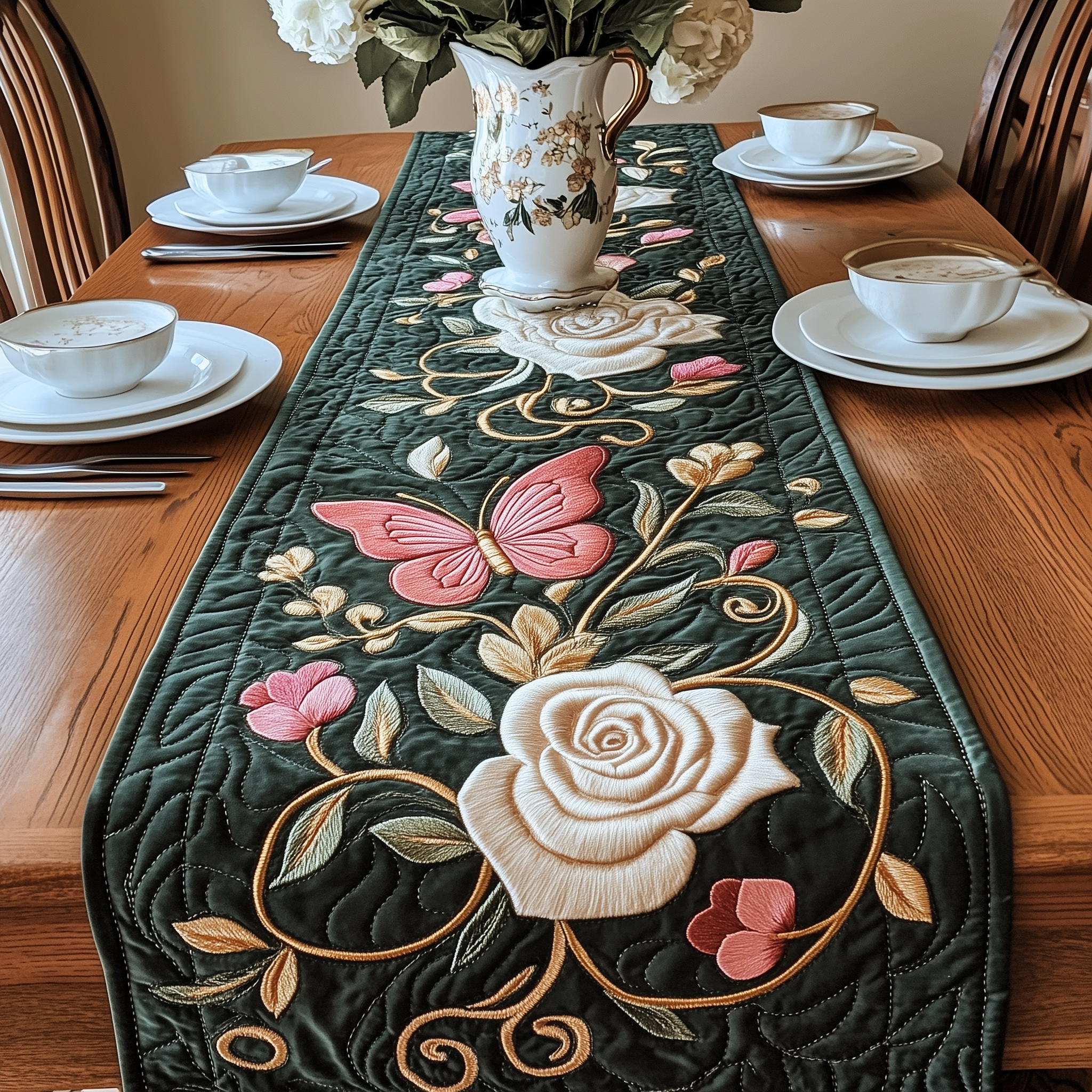 Butterfly Glow Quilted Table Runner Butterfly Gifts For Girlfriend-1 Butterfly Glow Quilted Table Runner Butterfly Gifts For Girlfriend-1