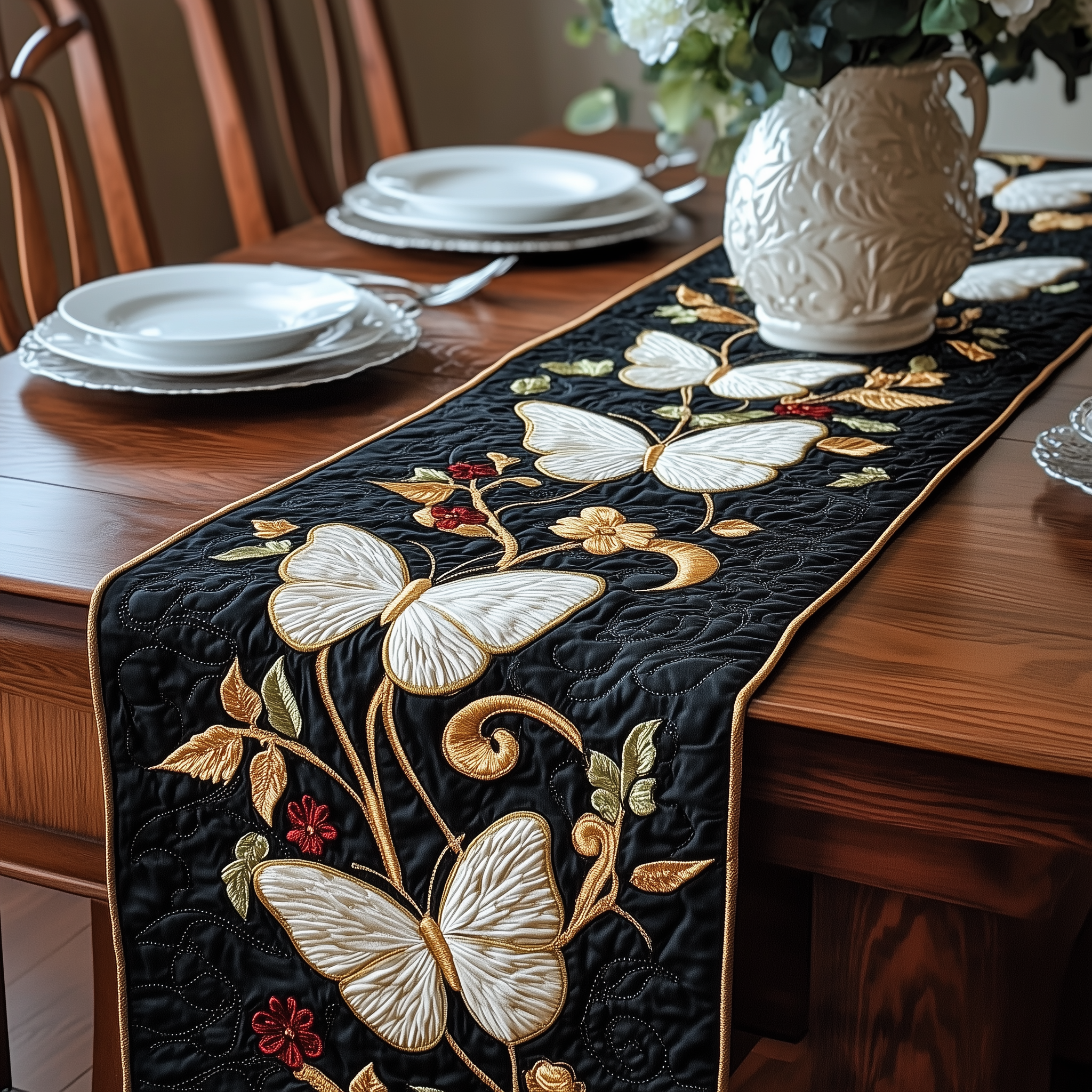 Butterfly Glow Quilted Table Runner Butterfly Theme Gifts-1 Butterfly Glow Quilted Table Runner Butterfly Theme Gifts-1