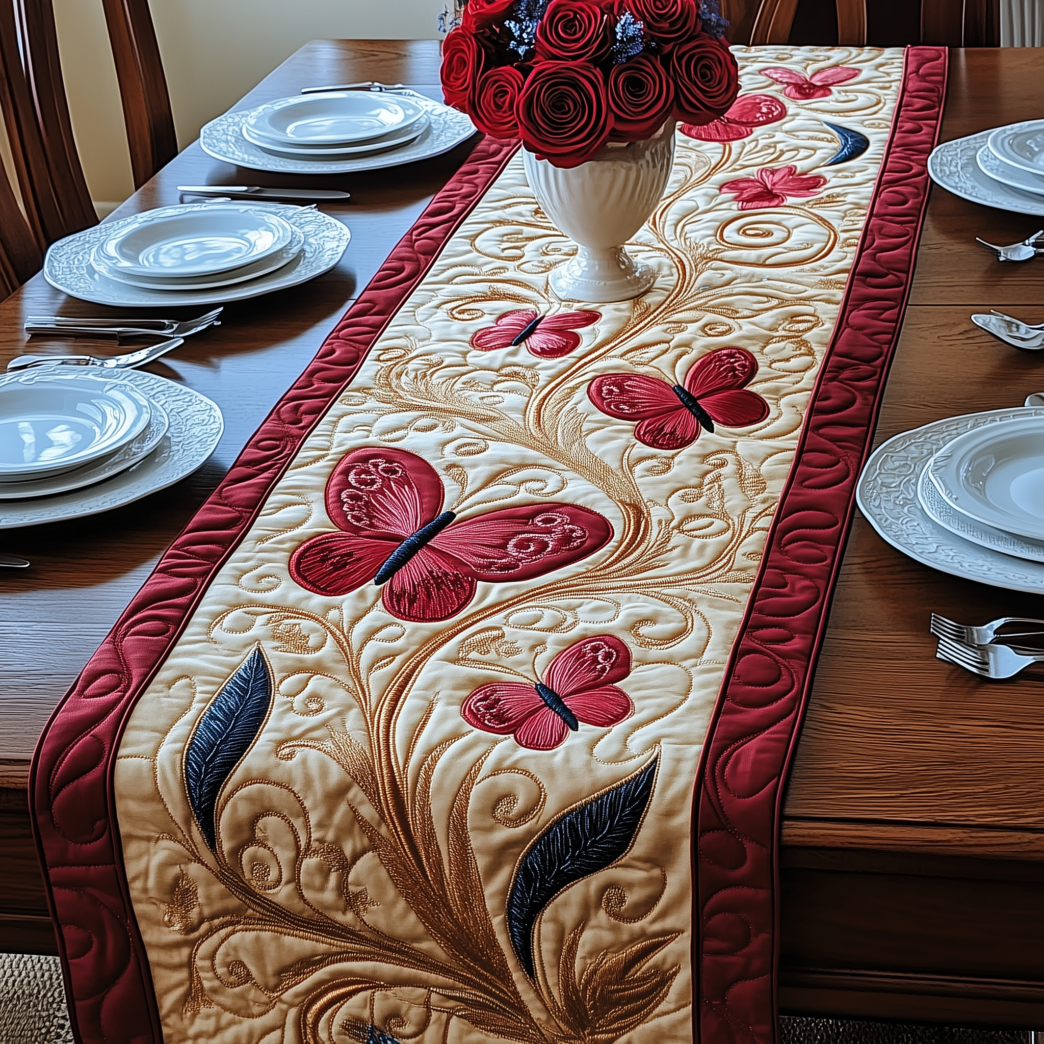 Butterfly Grace Quilted Table Runner Butterfly Gifts For Her-1 Butterfly Grace Quilted Table Runner Butterfly Gifts For Her-1