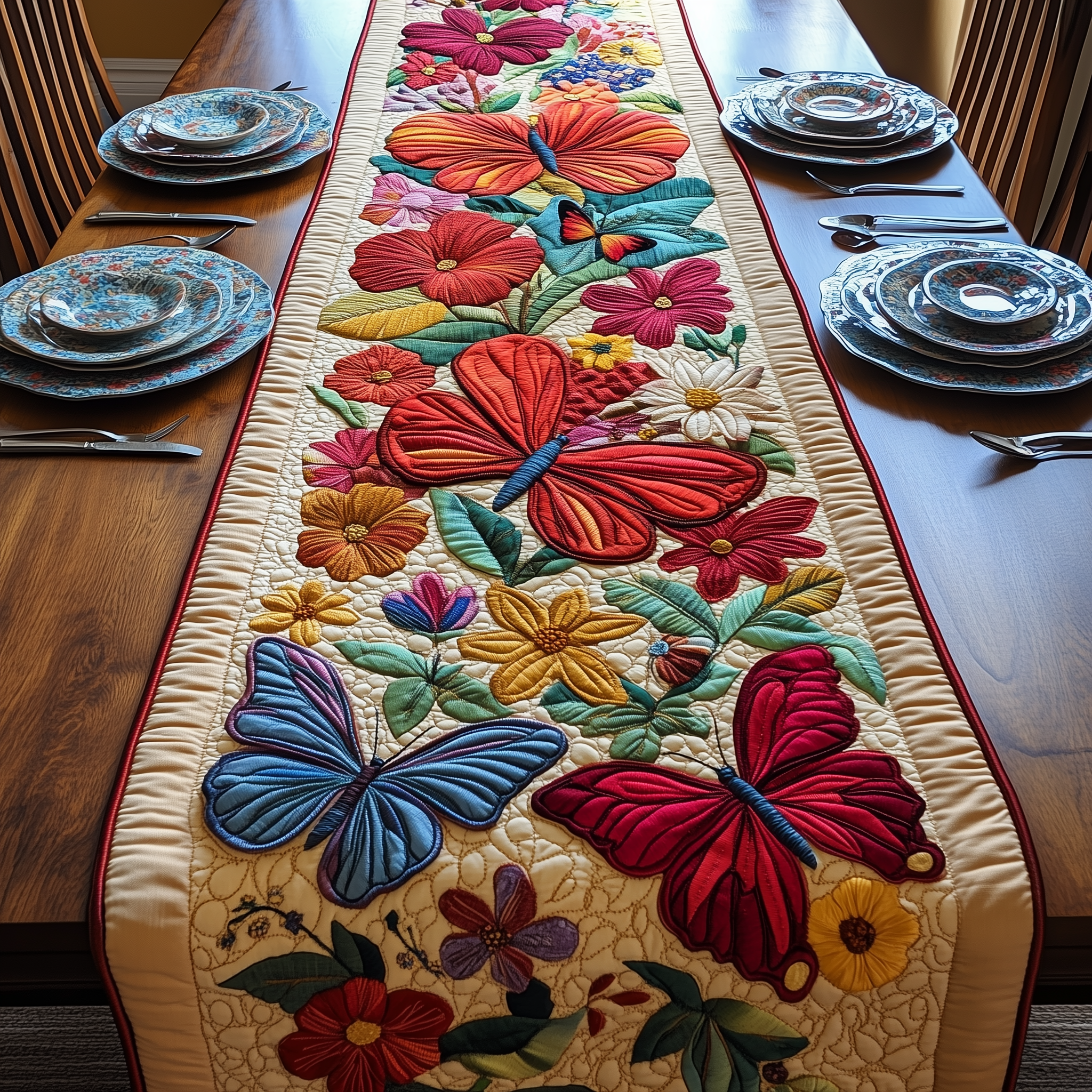 Butterfly Haven Quilted Table Runner Butterfly Gifts For Mom-1 Butterfly Haven Quilted Table Runner Butterfly Gifts For Mom-1