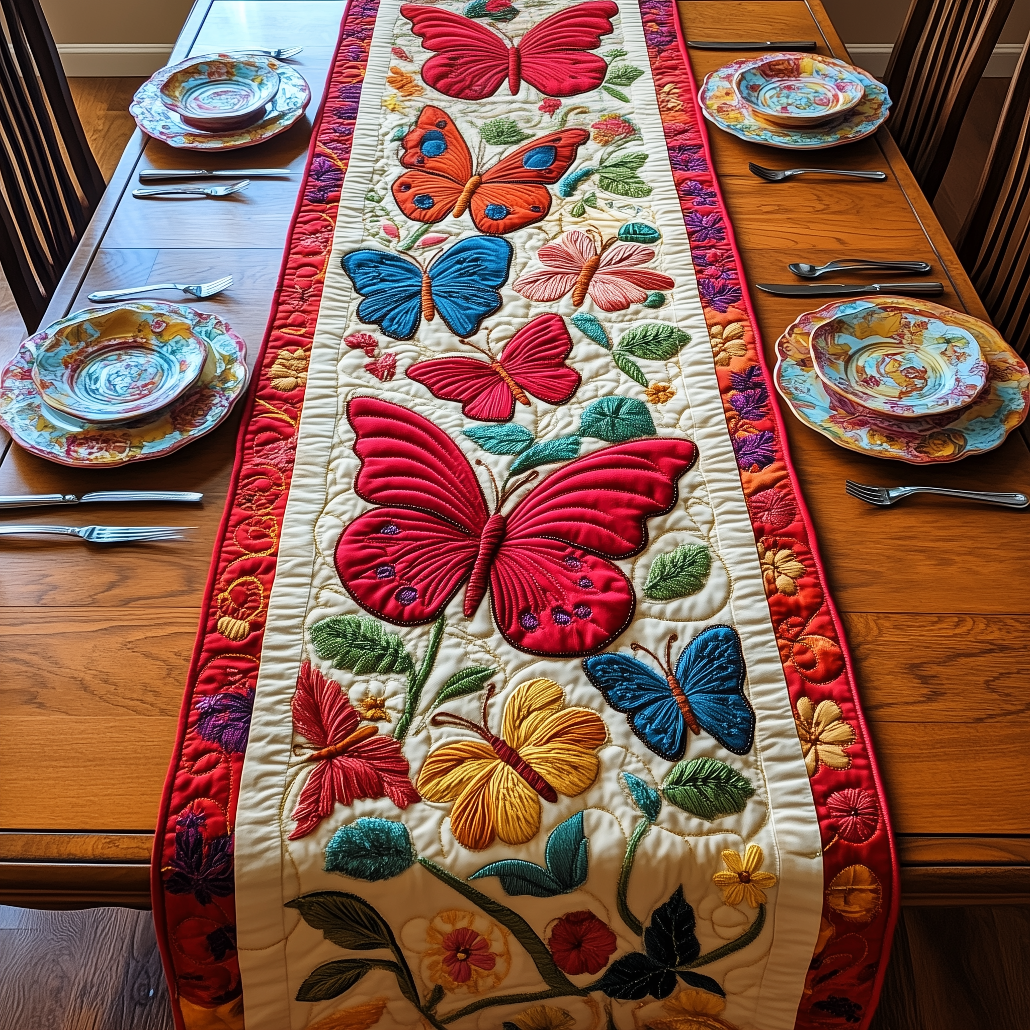 Butterfly Haven Quilted Table Runner Gifts For Butterfly Lovers-1 Butterfly Haven Quilted Table Runner Gifts For Butterfly Lovers-1