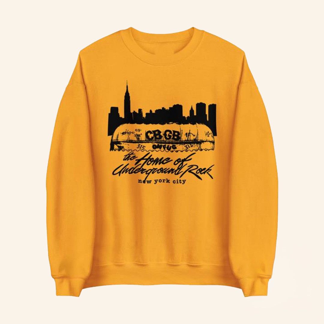 CBGB Merch Yellow CBGB Sweatshirt Xmas Presents For Her-1 CBGB Merch Yellow CBGB Sweatshirt Xmas Presents For Her-1