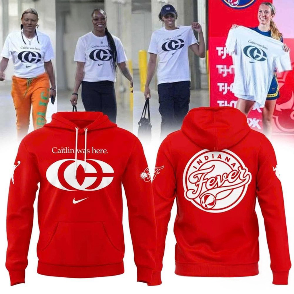 Caitlin Clark Caitlin Was Here Indiana Fever Red Hoodie Gifts For Basketball Fan-1