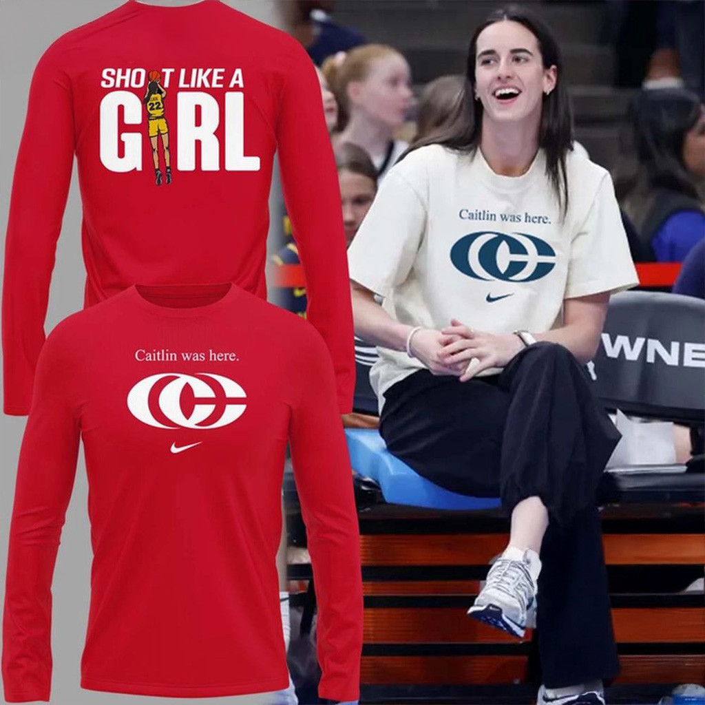 Caitlin Clark Merch Caitlin Was Here Shot Like A Girl Long Sleeve Shirt Gifts For Fans-1